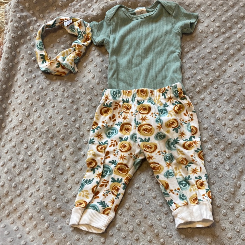 Chick Pea Baby Girl 3 Piece Jogger Set
